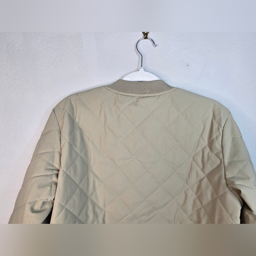 Magcomsen Women's Lightweight Jacket Sz L Khaki Beige Stitch Quilted Pockets - Picture 11 of 12